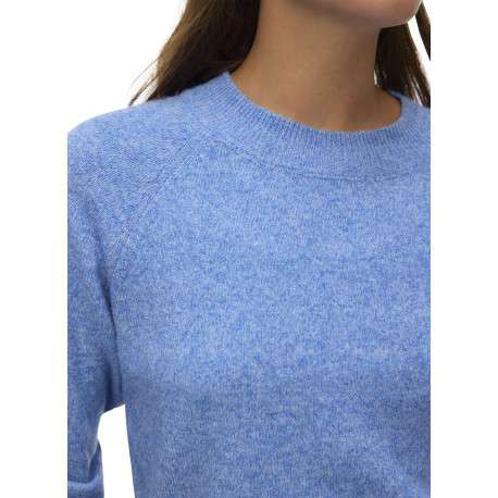 Pull bleu chiné avec une coupe droite et des manches longues - Image 4