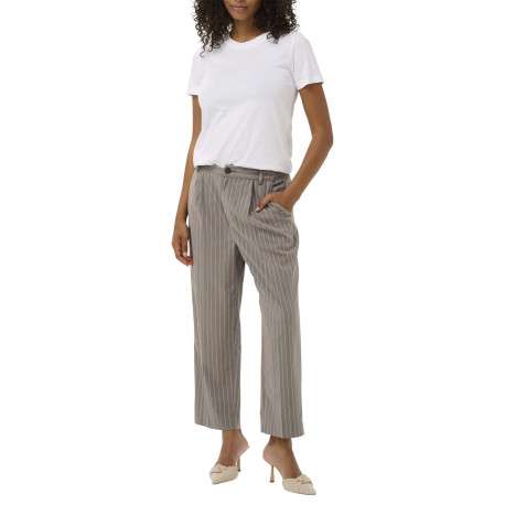 Pantalon chino gris à rayures pourvu d'un bouton à la taille - Image 3