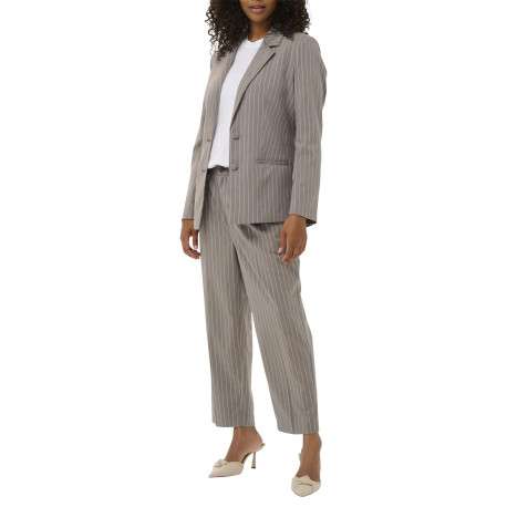 Pantalon chino gris à rayures pourvu d'un bouton à la taille - Image 5