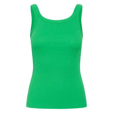 Débardeur en coton vert uni pourvu d'une coupe ajustée et d'un col rond