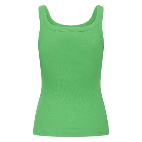 Débardeur en coton vert uni pourvu d'une coupe ajustée et d'un col rond - Image 2