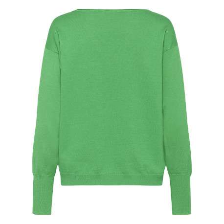 Pull vert uni pourvu d'une coupe droite et de manches longues - Image 2