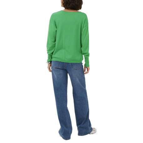 Pull vert uni pourvu d'une coupe droite et de manches longues - Image 4