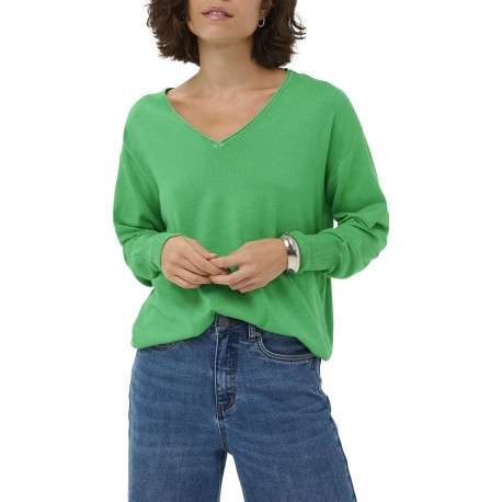 Pull vert uni pourvu d'une coupe droite et de manches longues - Image 5