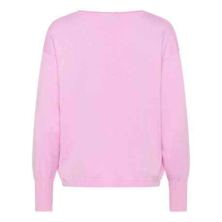 Pull rose uni pourvu d'une coupe droite et de manches longues - Image 2