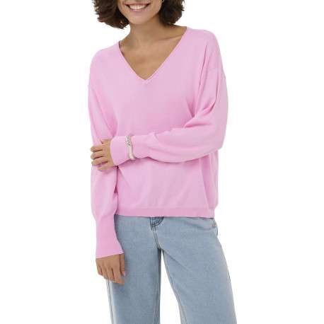 Pull rose uni pourvu d'une coupe droite et de manches longues - Image 5