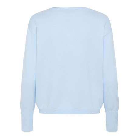 Pull bleu ciel uni pourvu d'une coupe droite et de manches longues - Image 2