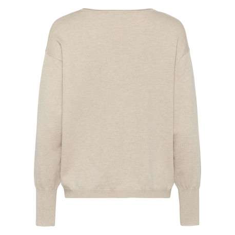 Pull écru uni pourvu d'une coupe droite et de manches longues - Image 2