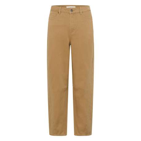 Pantalon chino en coton camel uni pourvu d'une coupe droite