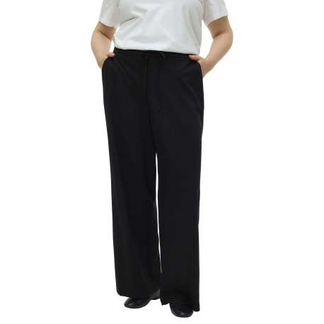 Pantalon Chino noir uni avec une coupe bootcut et une taille élastiquée - Image 3