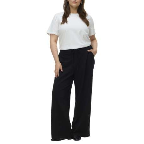 Pantalon Chino noir uni avec une coupe bootcut et une taille élastiquée - Image 5