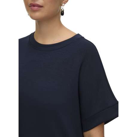 T-shirt marine uni avec une coupe large et des manches courtes - Image 5