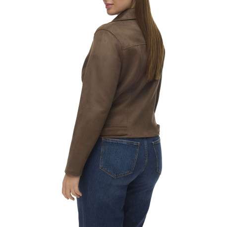 Veste perfecto chocolat unie avec une coupe droite et un col à revers - Image 2