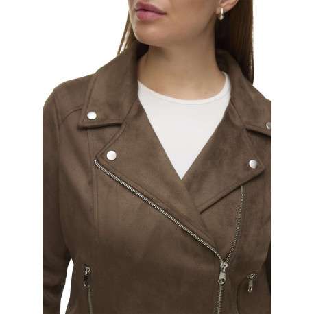 Veste perfecto chocolat unie avec une coupe droite et un col à revers - Image 3