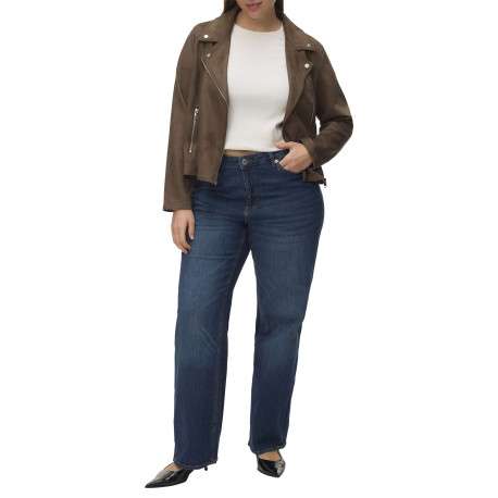 Veste perfecto chocolat unie avec une coupe droite et un col à revers - Image 4
