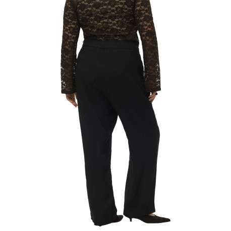 Pantalon Chino noir uni avec une coupe bootcut et une taille élastiquée - Image 4