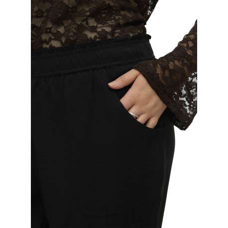 Pantalon Chino noir uni avec une coupe bootcut et une taille élastiquée - Image 5