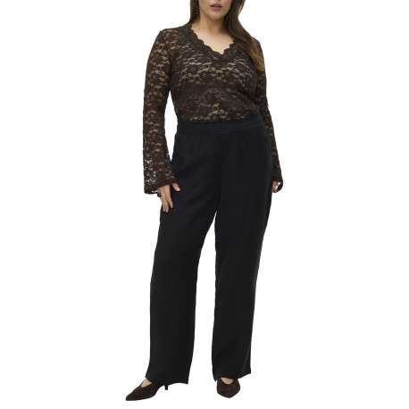 Pantalon Chino noir uni avec une coupe bootcut et une taille élastiquée - Image 6