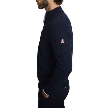 Gilet en coton marine uni avec une coupe droite et un col montant - Image 2