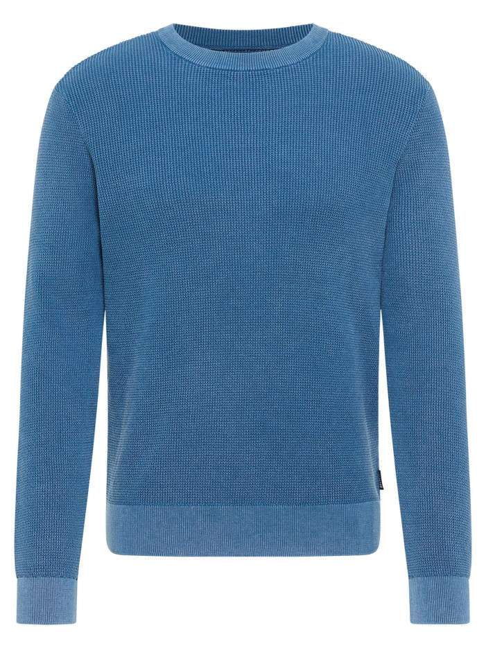 Pull en coton bleu uni avec...