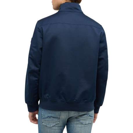 Blouson marine uni avec une coupe droite et un col montant à zip - Image 3