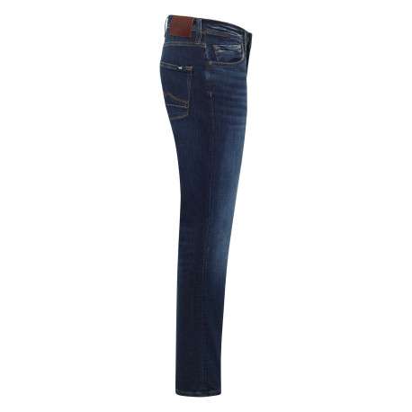 Jean en coton brut uni avec une coupe slim à zip et à bouton - Image 3