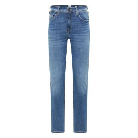 Jean en coton stone uni avec une coupe slim à zip et à bouton