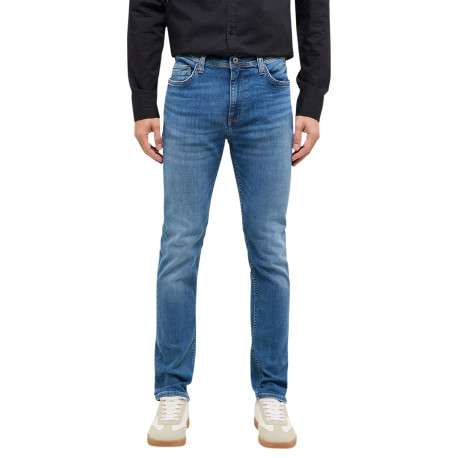 Jean en coton stone uni avec une coupe slim à zip et à bouton - Image 2