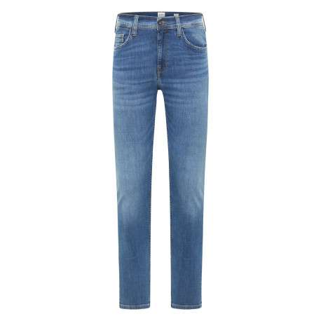 Jean en coton stone uni avec une coupe slim à zip et à bouton