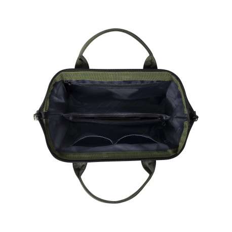 Sac à bandoulière Crossbody Medium Hobart vert kaki uni avec des logos marron - Image 3