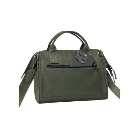 Sac à bandoulière Crossbody Medium Hobart vert kaki uni avec des logos marron - Image 4