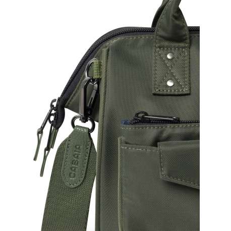 Sac à bandoulière Crossbody Medium Hobart vert kaki uni avec des logos marron - Image 5