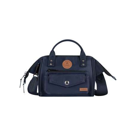 Sac à bandoulière Crossbody Small Nara marine uni avec 2 logos marron