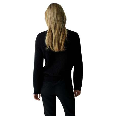 Pull noir uni avec uen coupe droite et des manches longues - Image 4