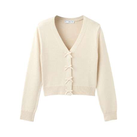 Gilet beige uni avec une coupe droite et des manches longues