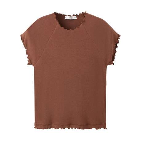 T-shirt chocolat uni avec une coupe ajustée et des manches courtes