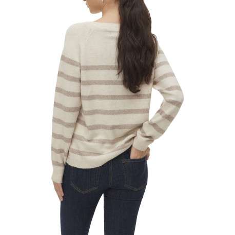 Pull écru à rayures avec une coupe droite et des manches longues - Image 2