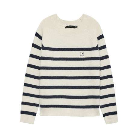 Pull marine à rayures avec une coupe droite et des manches longues