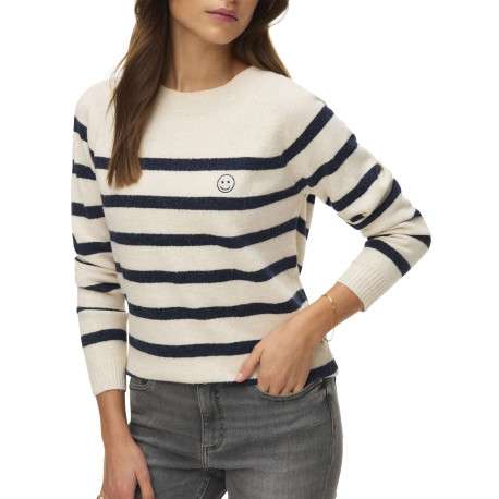 Pull marine à rayures avec une coupe droite et des manches longues - Image 2