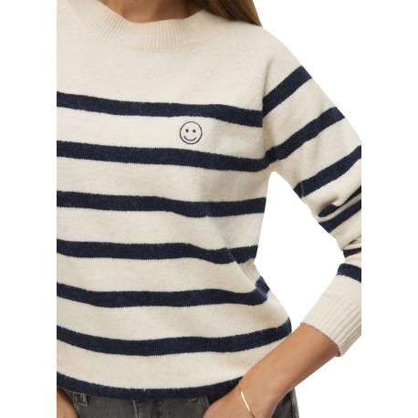 Pull marine à rayures avec une coupe droite et des manches longues - Image 4