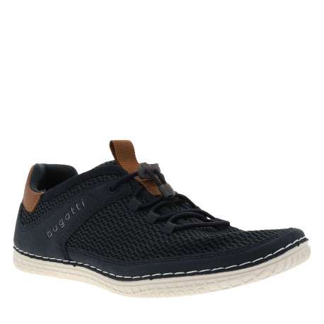 Sneakers bleu marine en mesh sur le pourtour avec des lacets élastiqués - Image 3