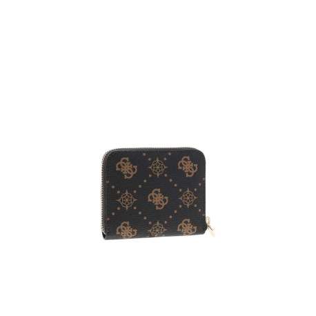 Porte-monnaie brun à fermeture zippée orné d'un motif monogramme - Image 2