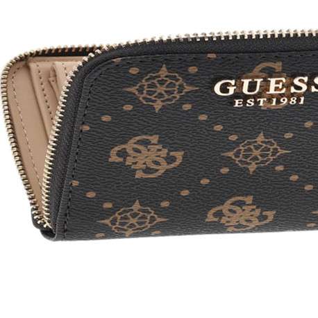Porte-monnaie brun à fermeture zippée orné d'un motif monogramme - Image 4