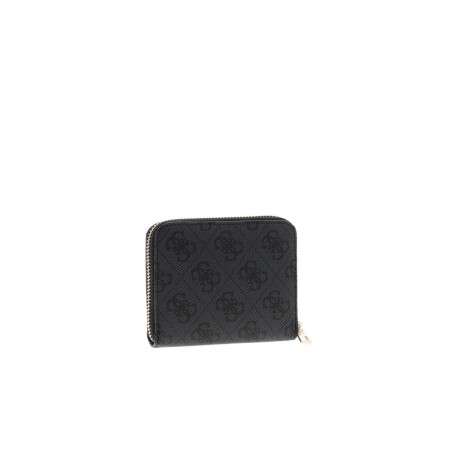 Porte-monnaie anthracite à fermeture zippée orné d'un motif monogramme - Image 2