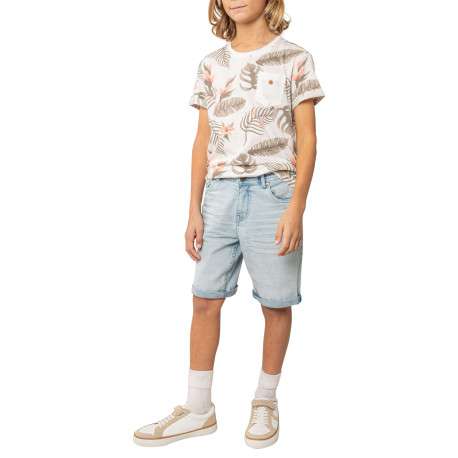 Short en coton mélangé stone uni pourvu de multiples poches - Image 3