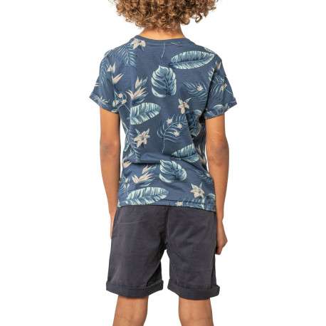 T-shirt en coton marine tropical pourvu d'une coupe droite et d'un col rond - Image 2