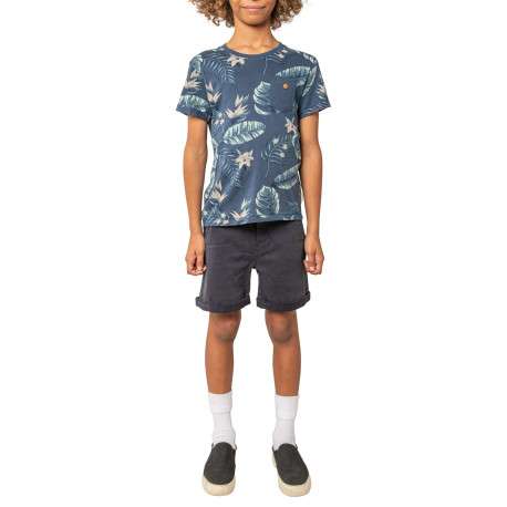 T-shirt en coton marine tropical pourvu d'une coupe droite et d'un col rond - Image 3