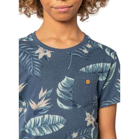 T-shirt en coton marine tropical pourvu d'une coupe droite et d'un col rond - Image 4