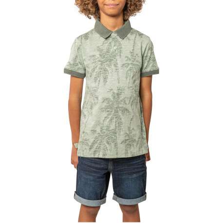 Polo en coton vert d'eau tropical pourvu d'une coupe droite et d'un col polo