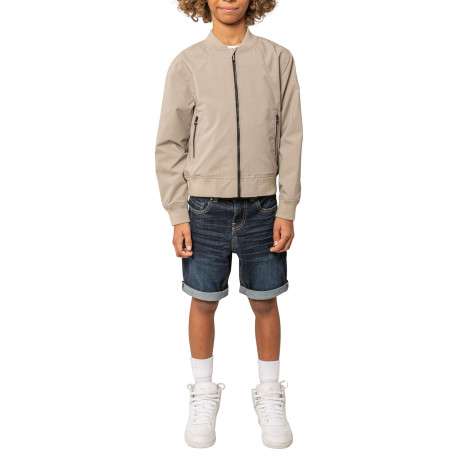 Bomber beige uni pourvu d'une coupe droite et de manches longues - Image 3